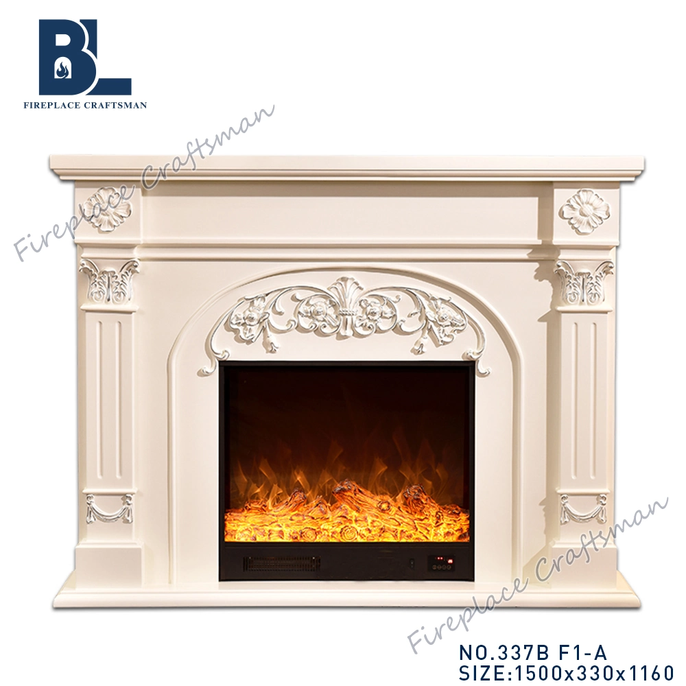 Real Wall Mounted Burning Electric Fireplace with Heater Wood Top Mantel Surround 337b