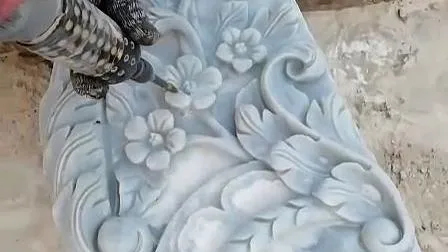 Каминная полка из мраморного камня с резным цветочным узором